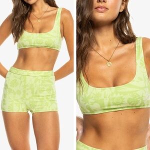 Roxy Solaria Bralette Bikini Top Women's Lime Green Size S